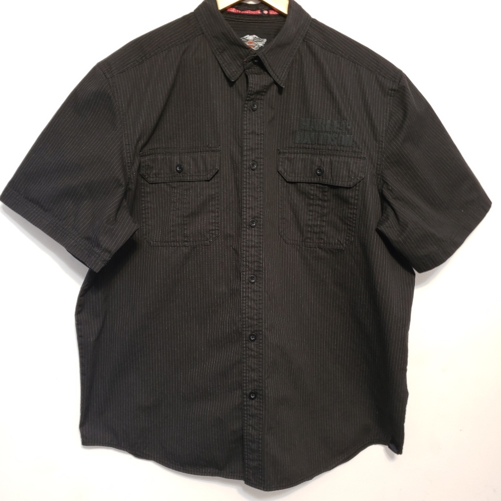 HARLEY-DAVIDSON Black Button Down with Skull shirt